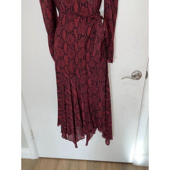A.L.C. Tianna Silk Midi Wine Red Dress Snakeskin  Size 2 - Picture 5 of 11